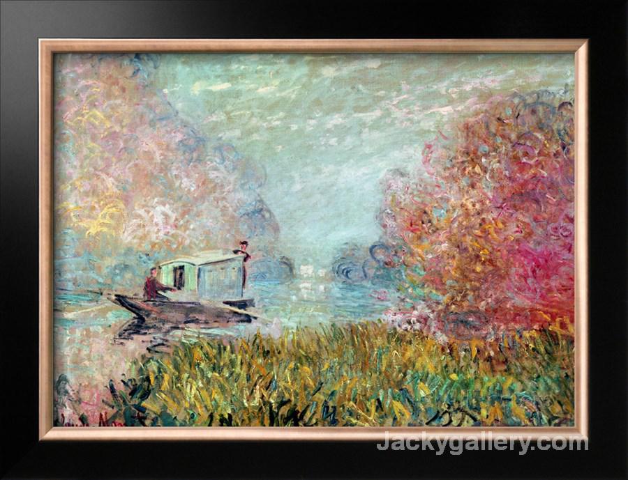 The Boat Studio on the Seine by Claude Monet paintings reproduction